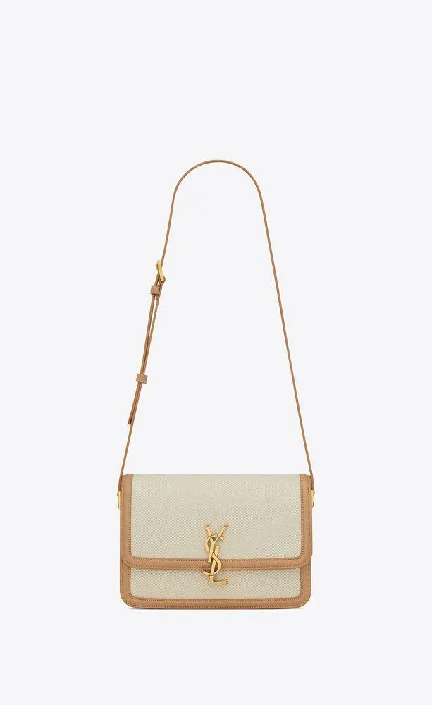 solferino mediano de lona y piel de curtido vegetal