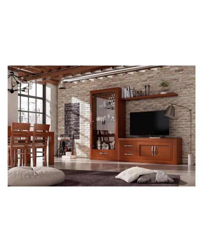 Mueble de salón con vitrina amplia en Nattex