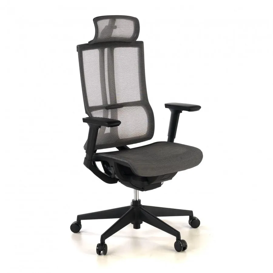 Silla Ergonómica con Reposacabezas Enjoy black, certificada - Negro