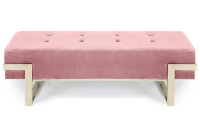 Banco Istanbul terciopelo rosa patas doradas