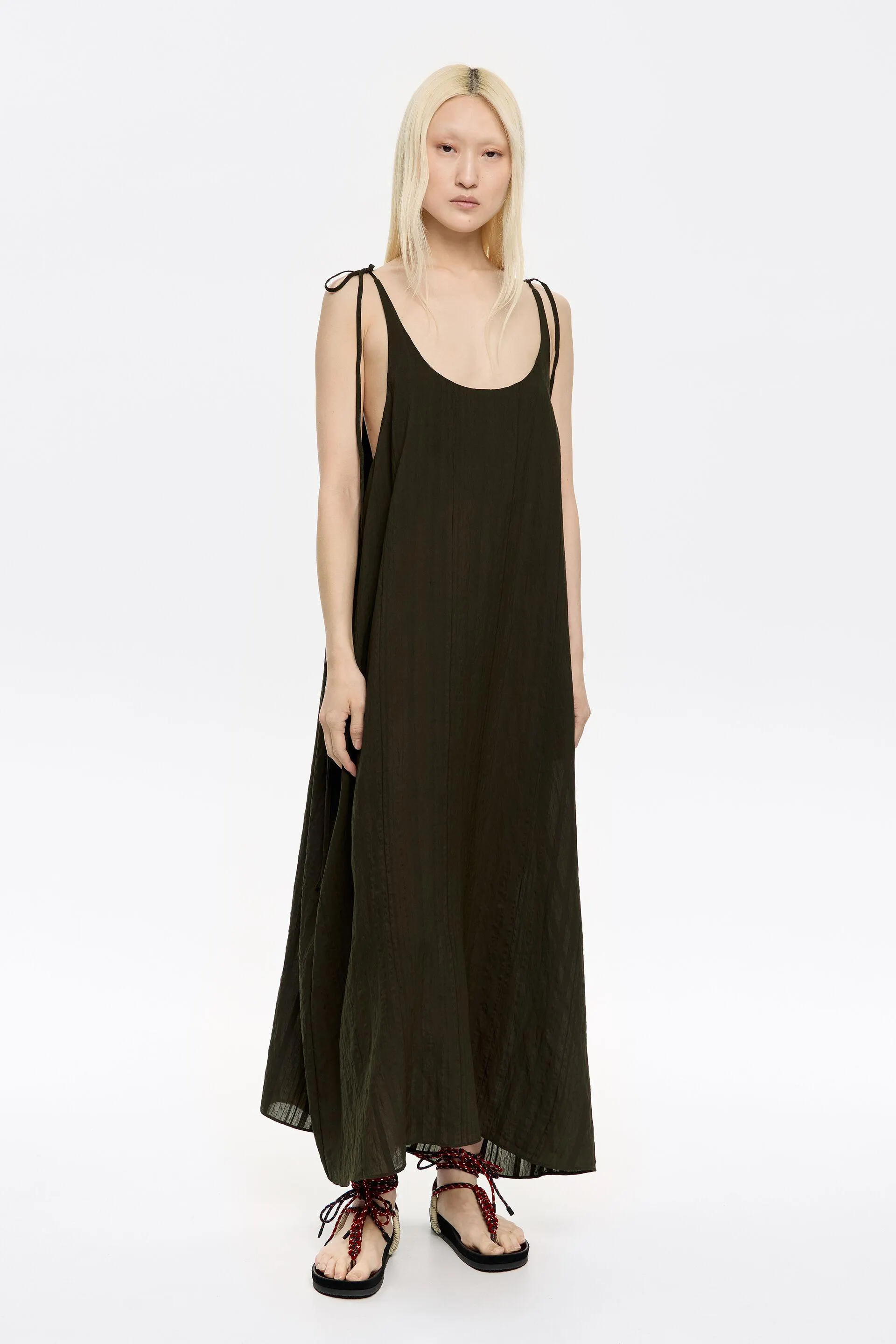 Vestido midi verde oscuro