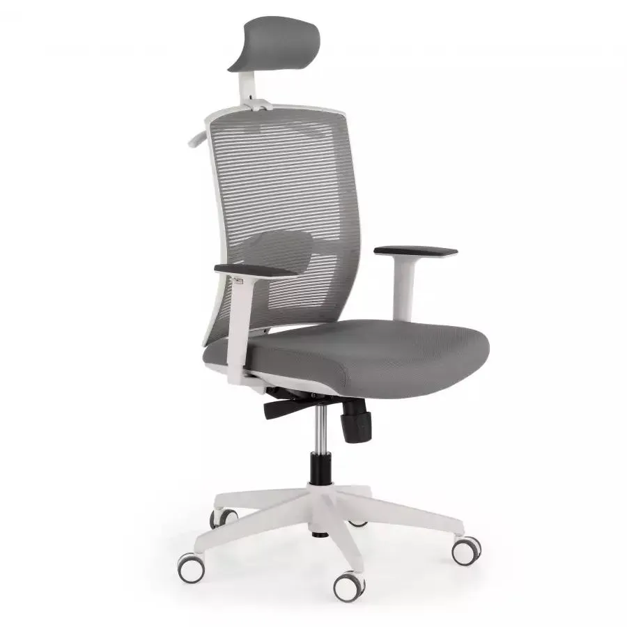 Silla de oficina ergonómica Akira white con reposacabezas - Blanco/Gris