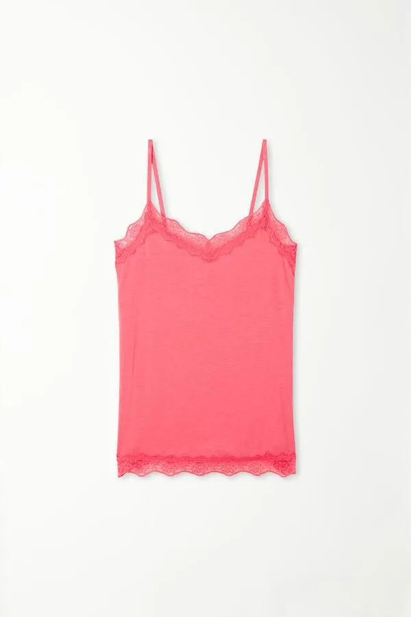 Camiseta de tirantes con Aplicación de Encaje