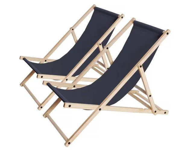 Juego de 2 tumbonas de madera "chilienne" - gris