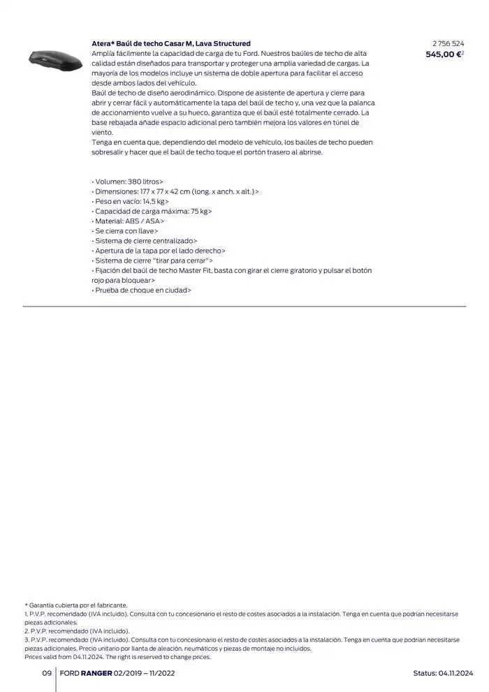Catálogo de Ford de accesorios Ford Ranger 13 de noviembre al 13 de noviembre 2025 - Página 9