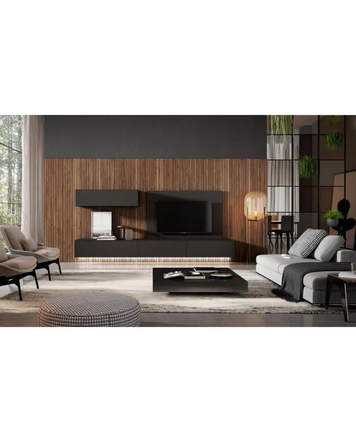 Composición de salón en acabado negro en Nattex