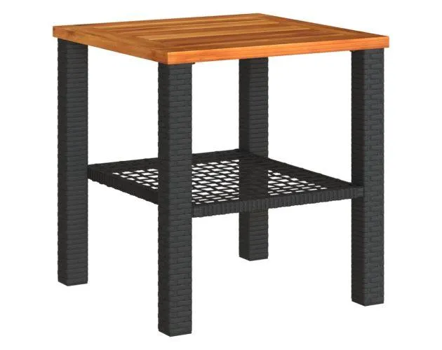vidaXL mesa de jardín ratán sintético madera acacia negro 40x40x42 cm