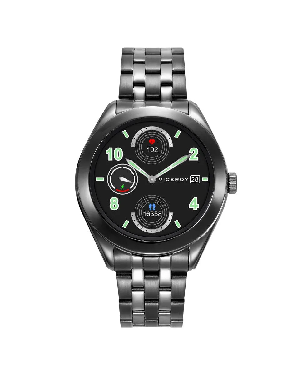 Reloj Smart Hombre caja y brazalete de acero en Ip gris