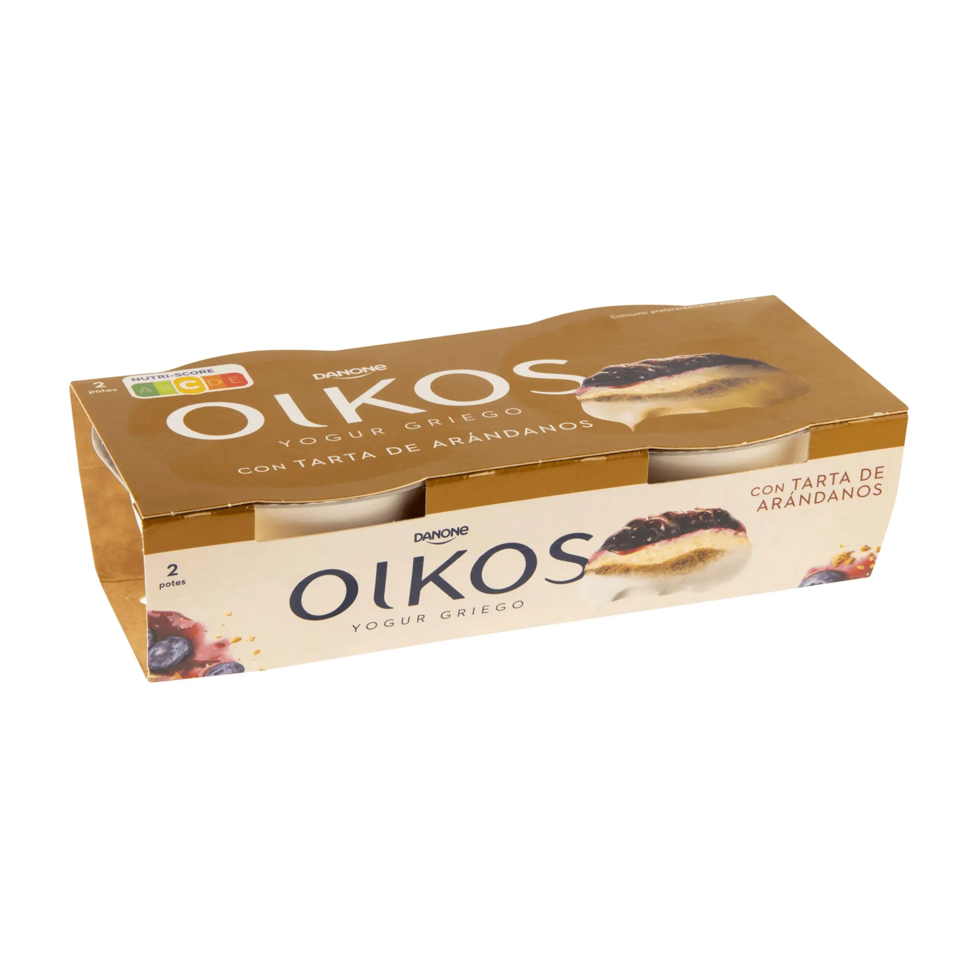 Yogur griego con tarta de arándanos