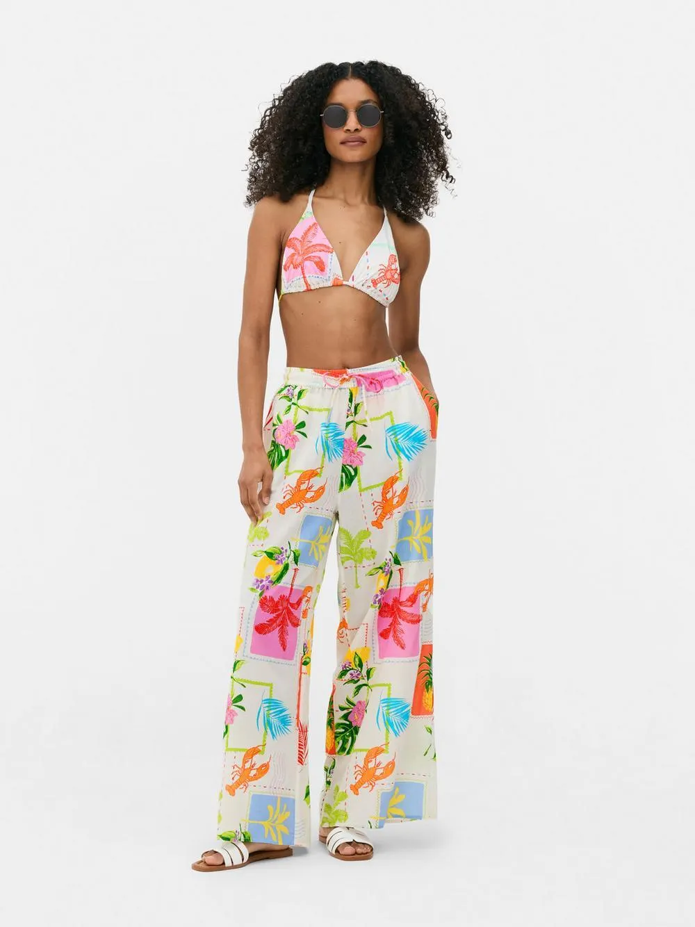 Pantaloni da spiaggia a gamba larga con elastico