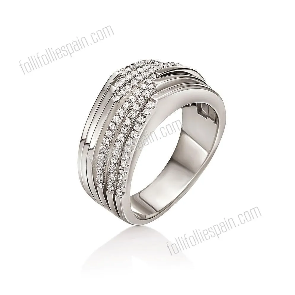Folli Follie Moda plata Anillo Essentials de ventas de hasta el 46%