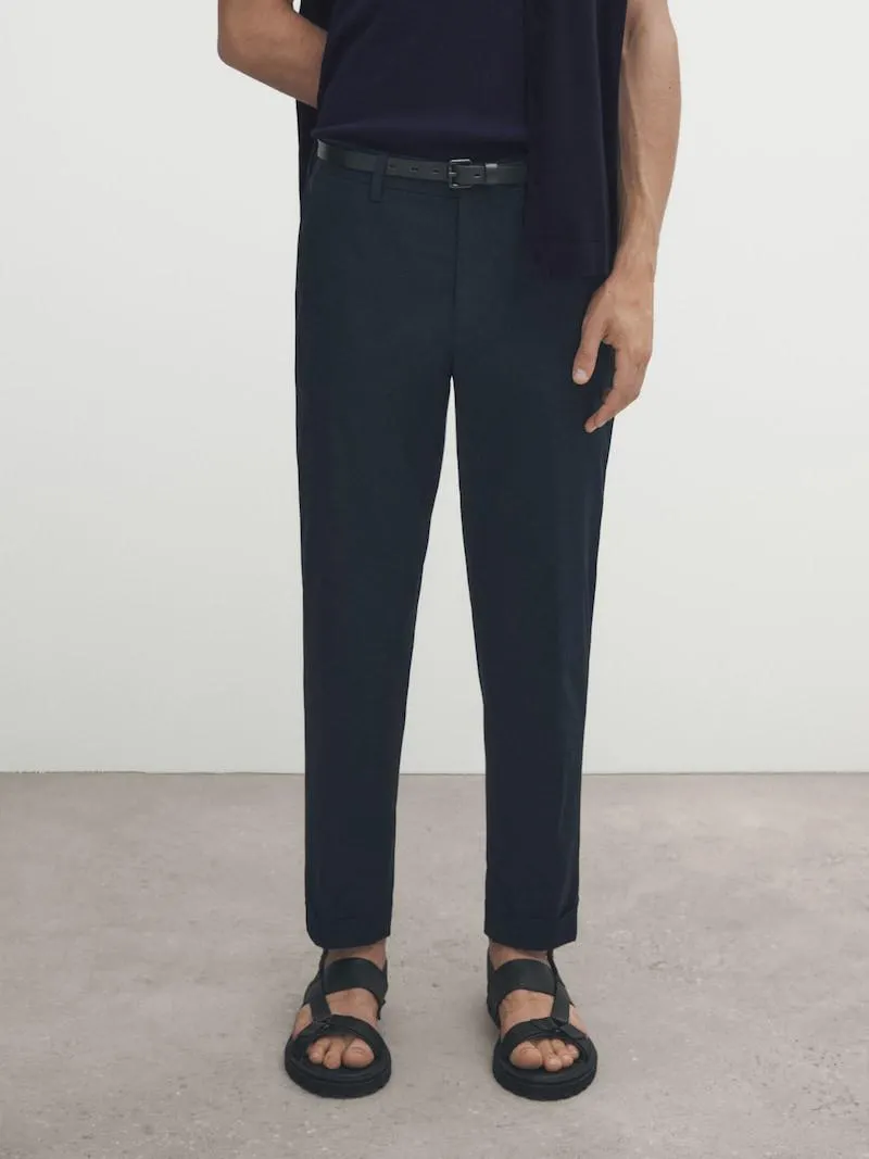 Pantalón chino falso liso tinte hilo relaxed fit