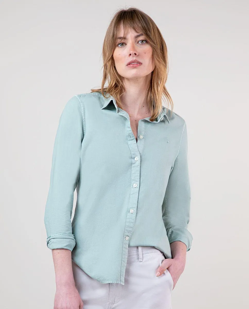 Camisa Garment Dyed Aguamarina
