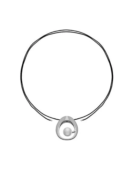 Collar Petra en acero y cordón de seda negro