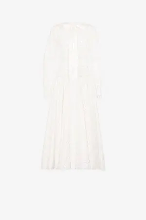 Vestido de algodón con bordado inglés y encaje