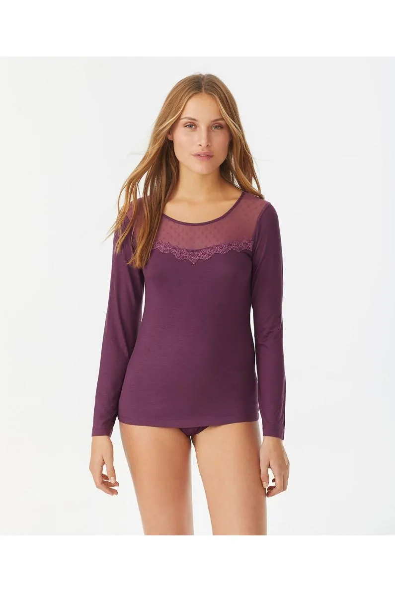 CAMISETA MANGA LARGA PLUMETTI CON ENCAJE