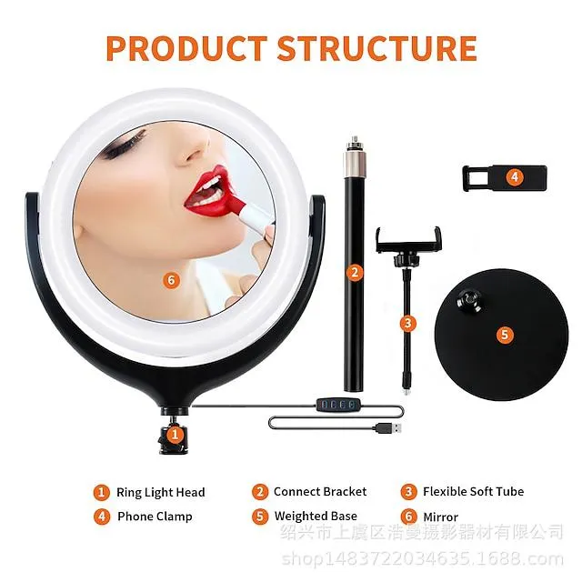 Luz de relleno de luces de anillo de 12 pulgadas, luz circular LED con soporte para teléfono, para selfies fotográficos, grabación de video, reunión con zoom, espejo cosmético de 30 cm