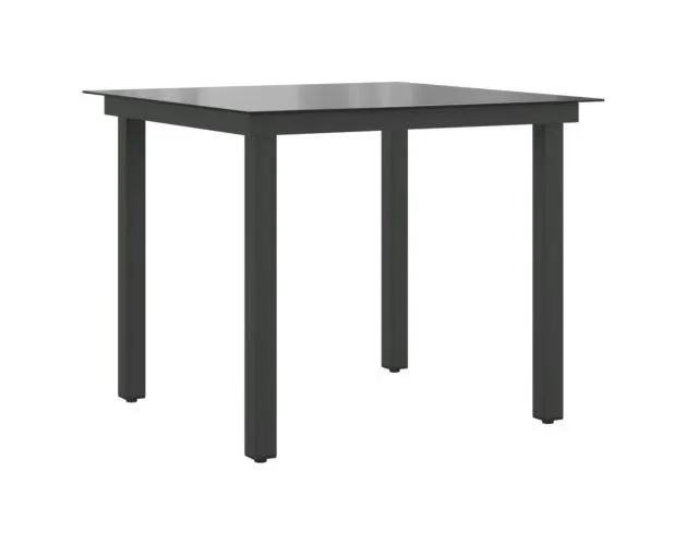 vidaXL mesa de jardín de aluminio y vidrio negra 80x80x74 cm
