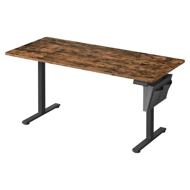 Escritorio eléctrico regulable en altura con 4 memorias, bolsillo de almacenamiento, para oficina, estudio, 70x160x72-120 cm, marrón