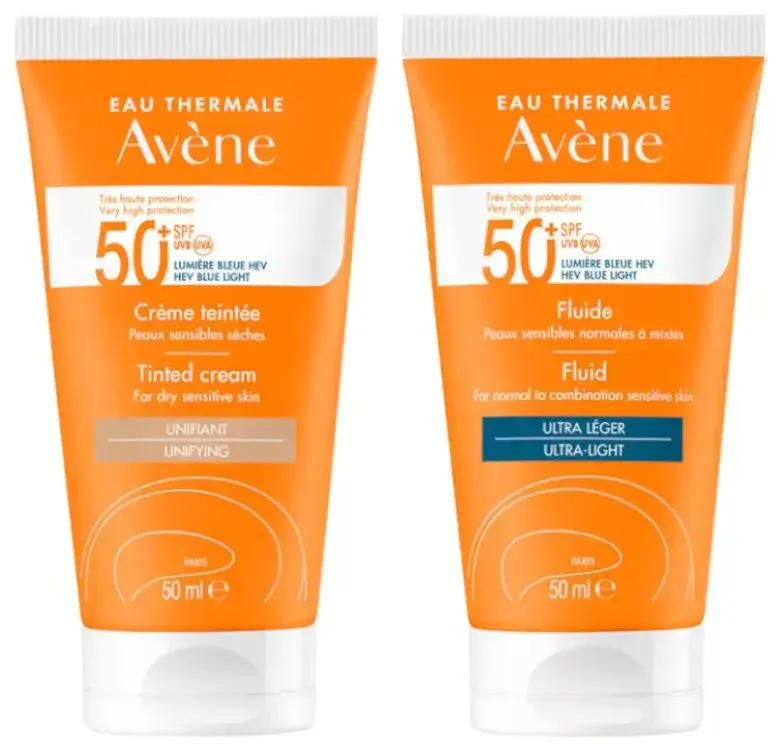 Avène Solar Crema SPF50+ con Color 50 ml + Fluido SPF50+ 50 ml