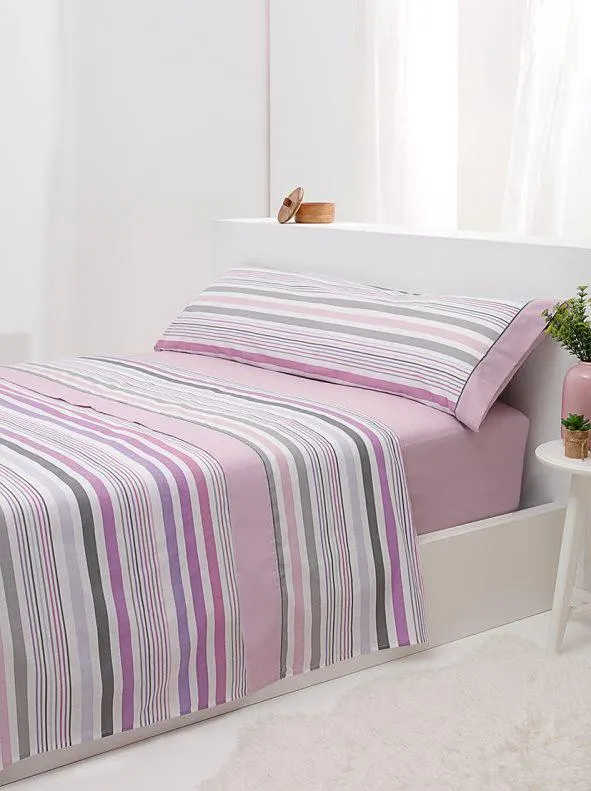 Juego de cama 3 piezas polialgodón rayas