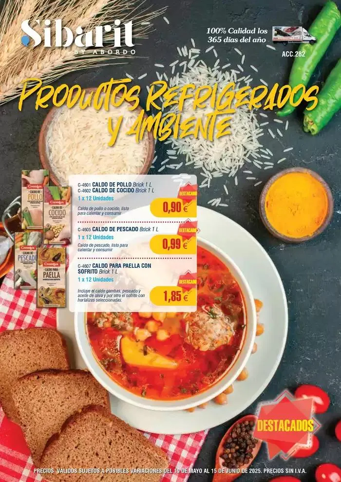 Precios válidos sujetos a posibles variaciones del 19 de mayo al 15 de junio de 2025. Precios sin I.V.A. - 1