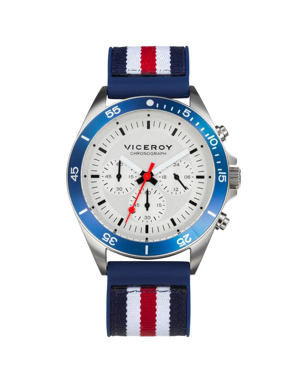 Reloj de hombre Beat cronógrafo de acero con la corrrea de nylon y silicona