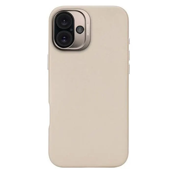 Funda de piel DECODED para iPhone 16 Plus Beige