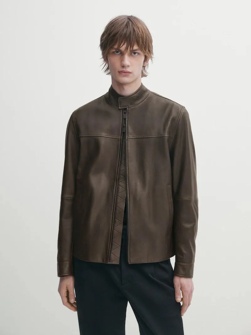 Cazadora piel napa marrón