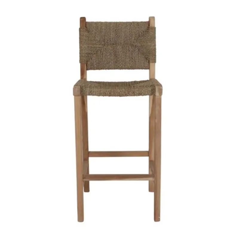Nebraska high wood and natural fiber stool