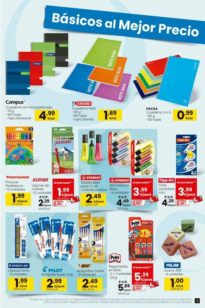 Catálogo de Ofertas Vuelta al Cole EROSKI 22 de agosto al 18 de septiembre 2024 - Página 3