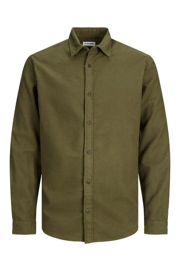 Camisa sarga lisa slim fit