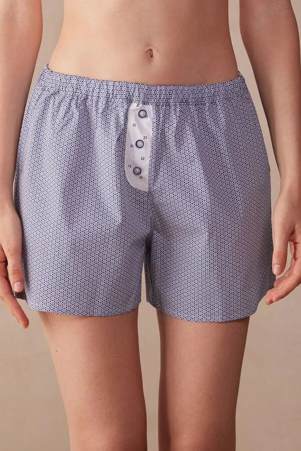 Santorini View Cotton Shorts