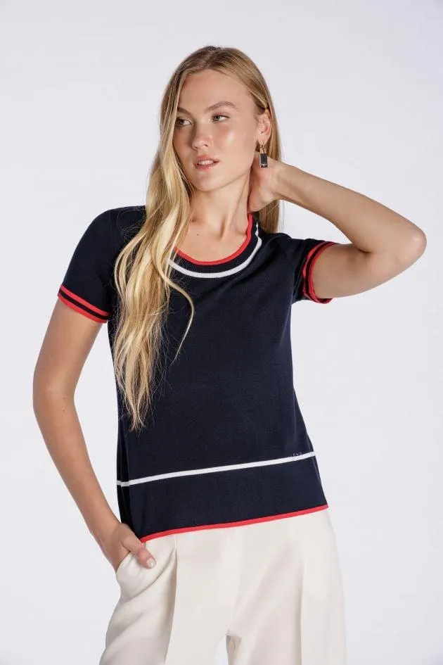 Suéter de punto con vivos a contraste