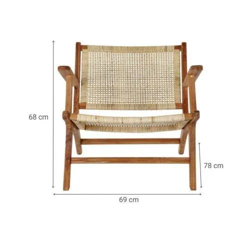 Butaca en Teca y Ratán Acabado Natural MB-182316