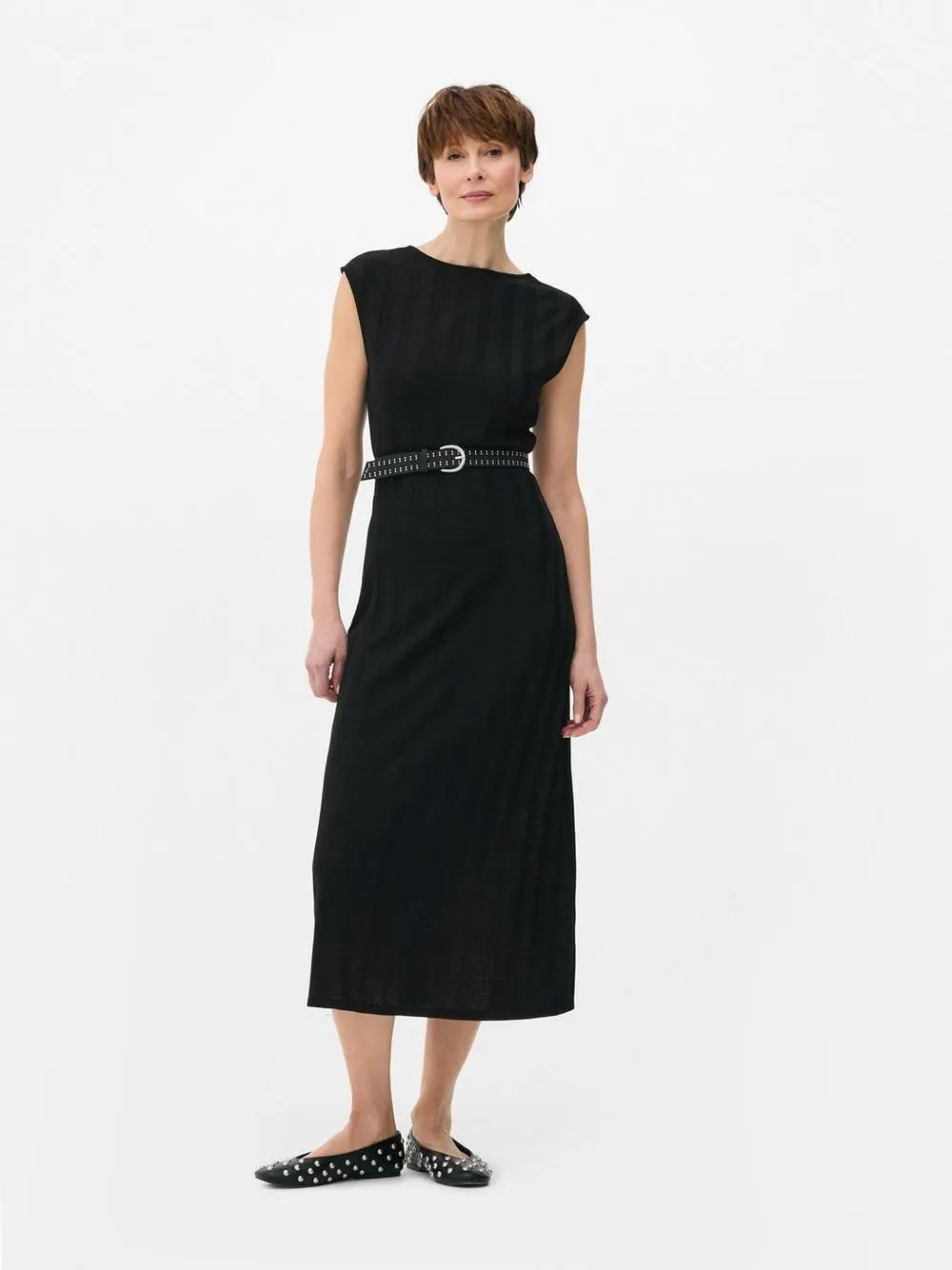 Vestido midaxi acanalado con detalle trasero anudado