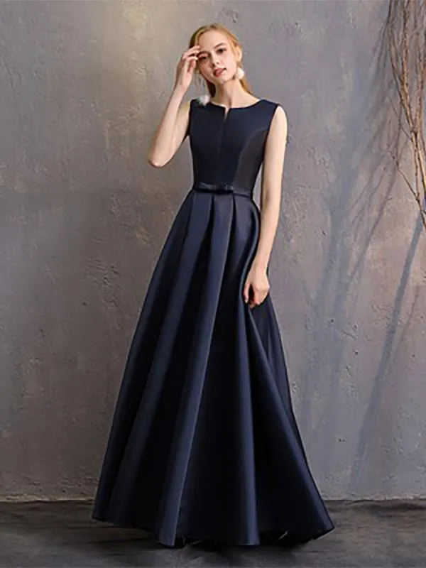 Vestido de noche Corte A Escote en V Poliéster Hasta el suelo Vestidos de fiesta formales