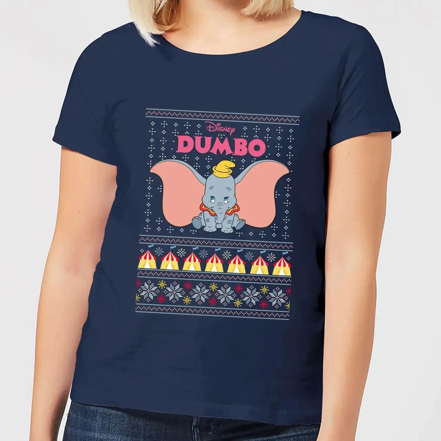 Camiseta navideña Classic Dumbo para mujer de Disney - Azul marino