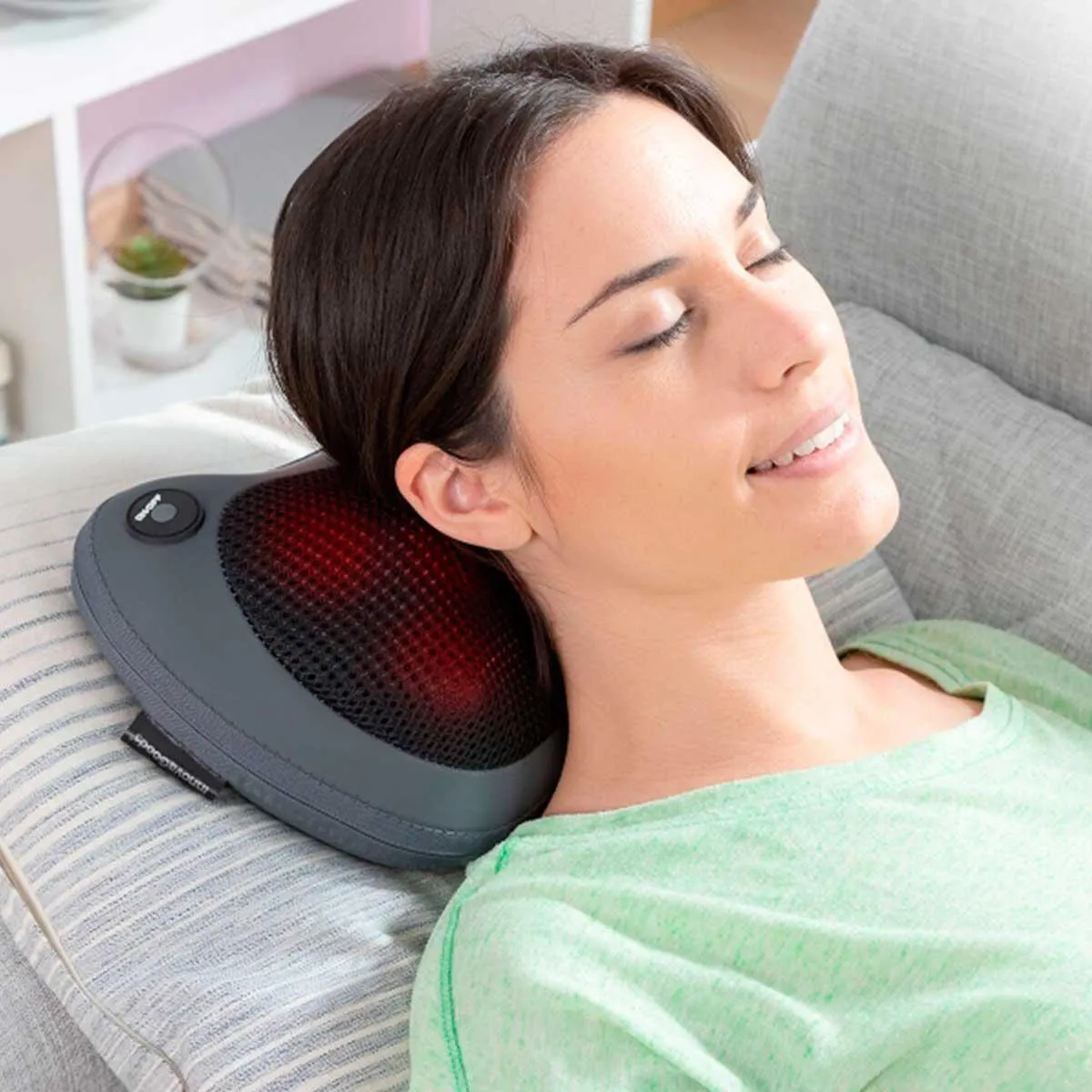 Masajeador Shiatsu InnovaGoods compacto 4 cabezales 3 velocidades gris