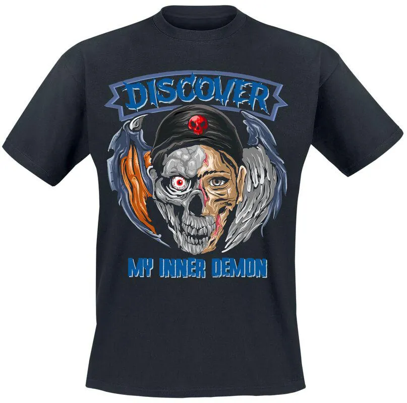 "Discover My Inner Demon" Camiseta Negro de Slogans