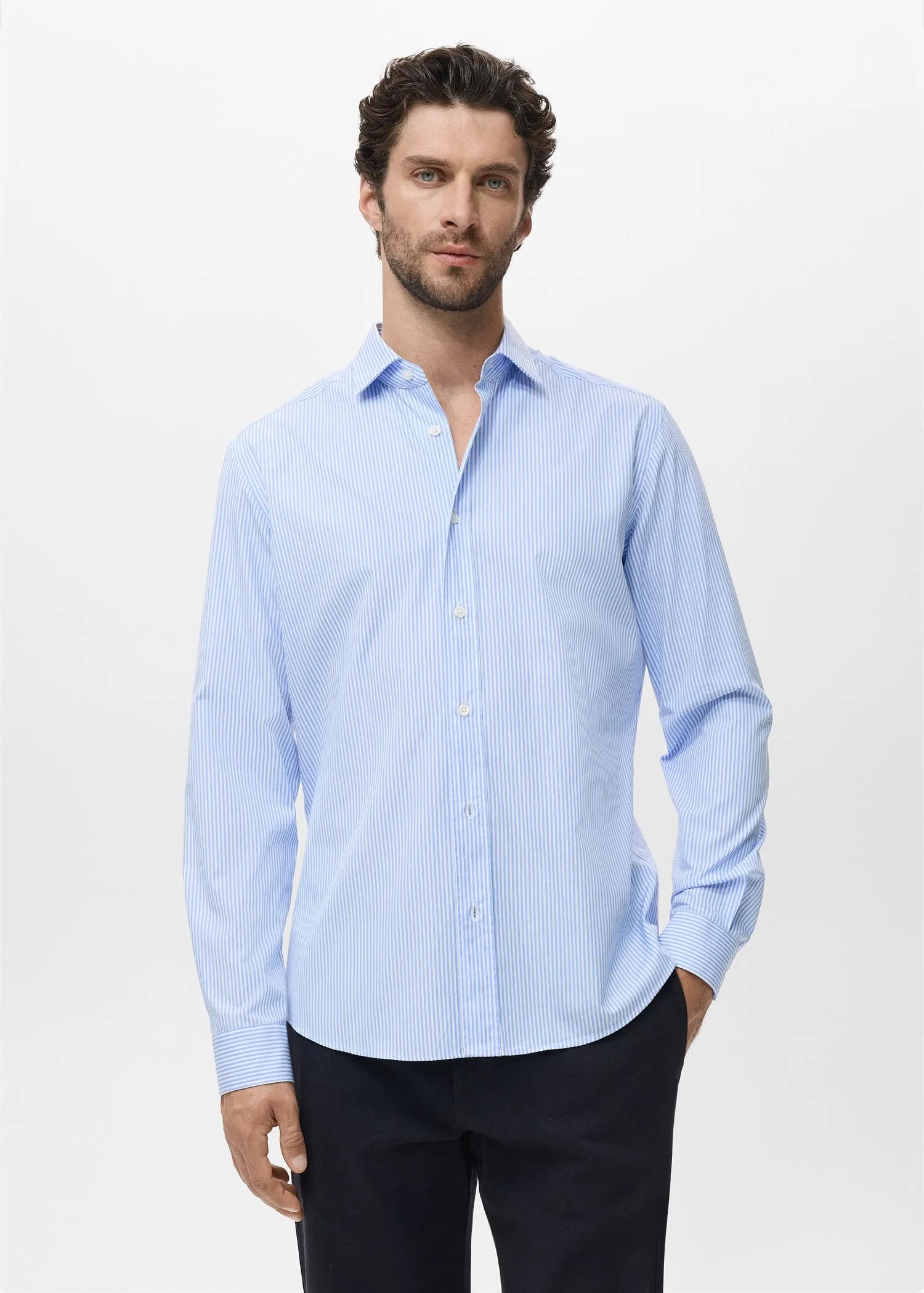 Camisa algodón rayas regular fit