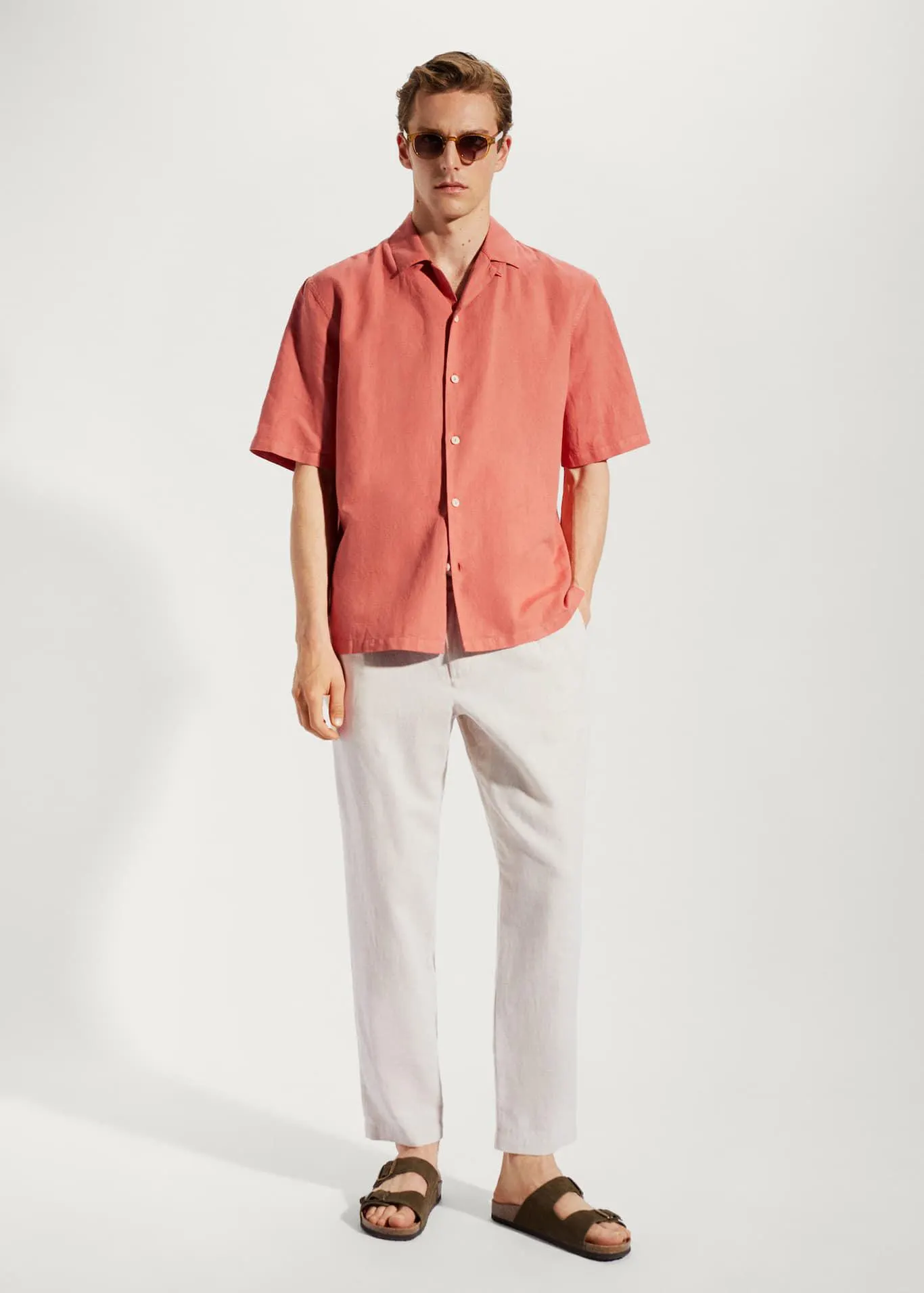 Pantalón slim fit lino cordón