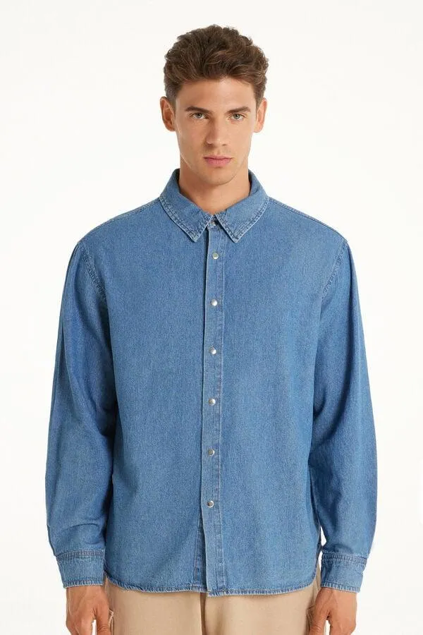 Camisa de Manga Larga de Denim