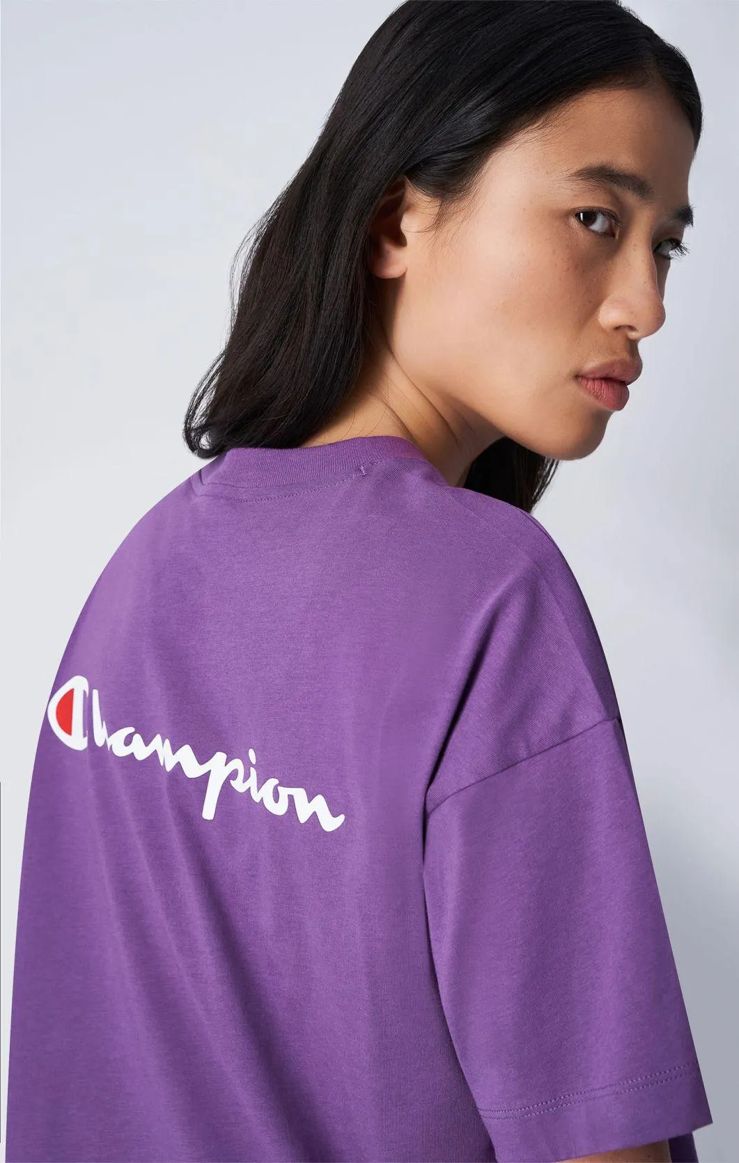 Camiseta boxy de algodón con logotipo de texto