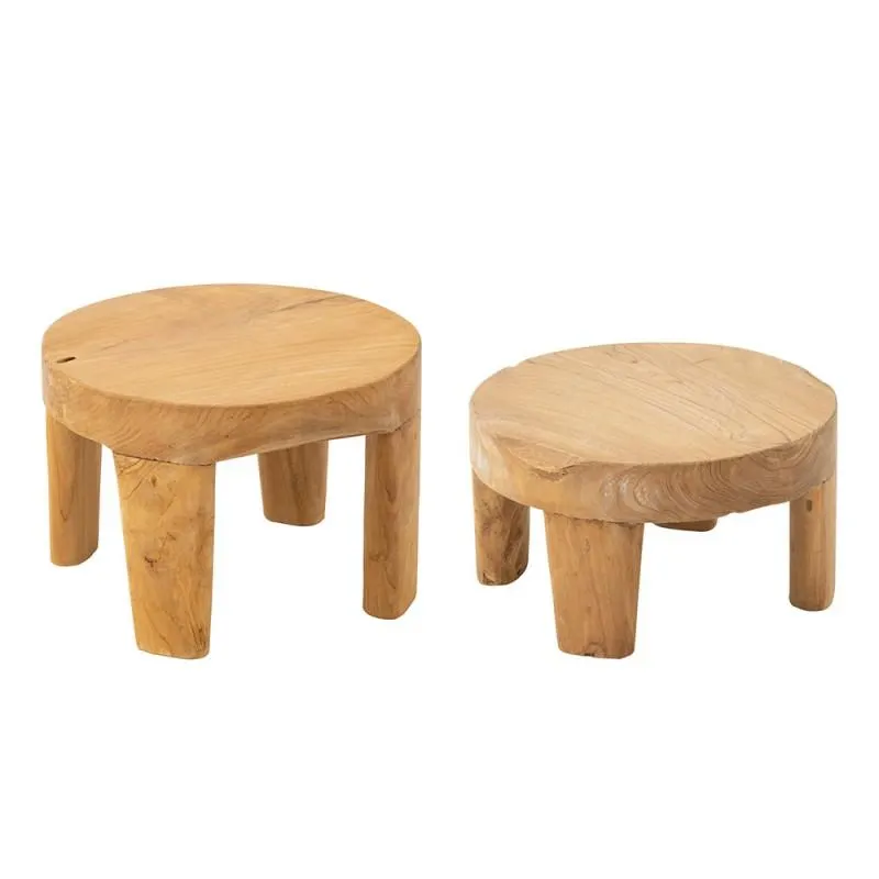 Set/2 Round tables Natural teak