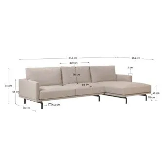 Sofá Galene 4 plazas con chaise longue derecho beige 314 cm FSC Mix Credit
