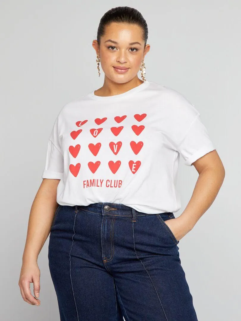 Camiseta de manga corta 'familia' - BLANCO