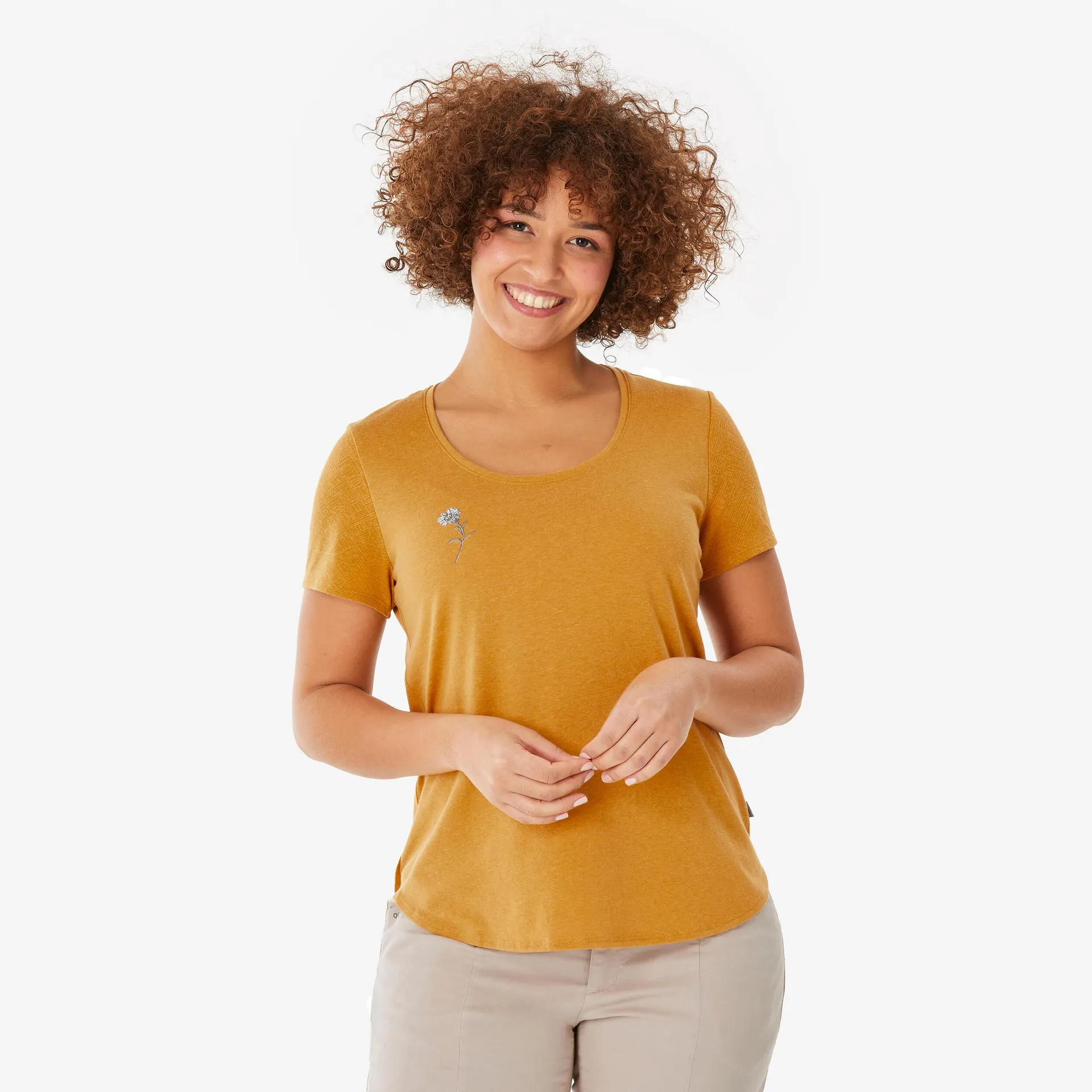 Camiseta de montaña y trekking manga corta Mujer Quechua NH500