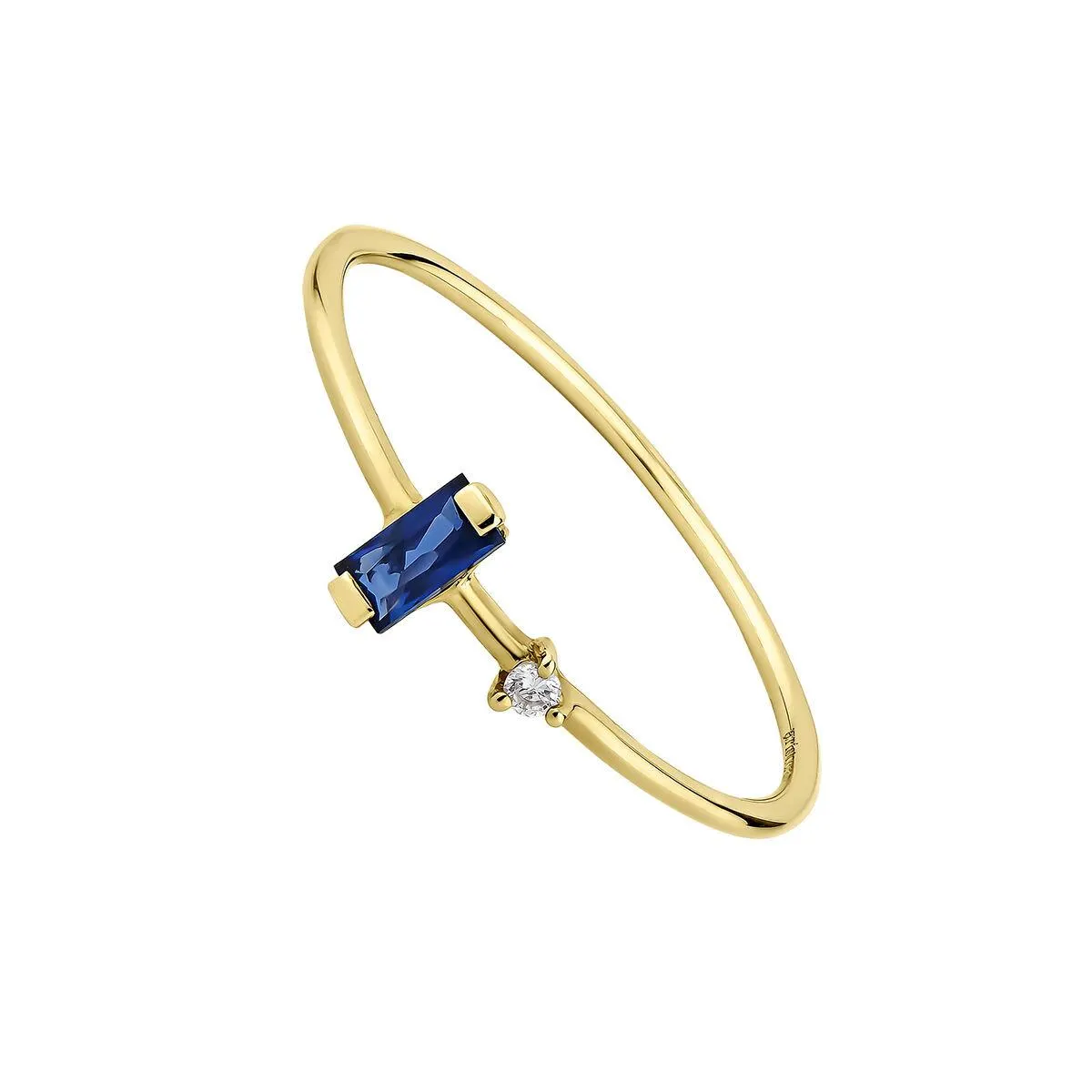 Anillo solitario zafiro oro 9kt