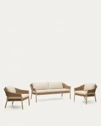 Sofá Compo 3 plazas beige grisáceo con bandeja pequeña 232 cm